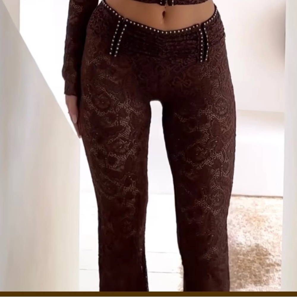 Outcast XL Brown Butterfly Lace Pant